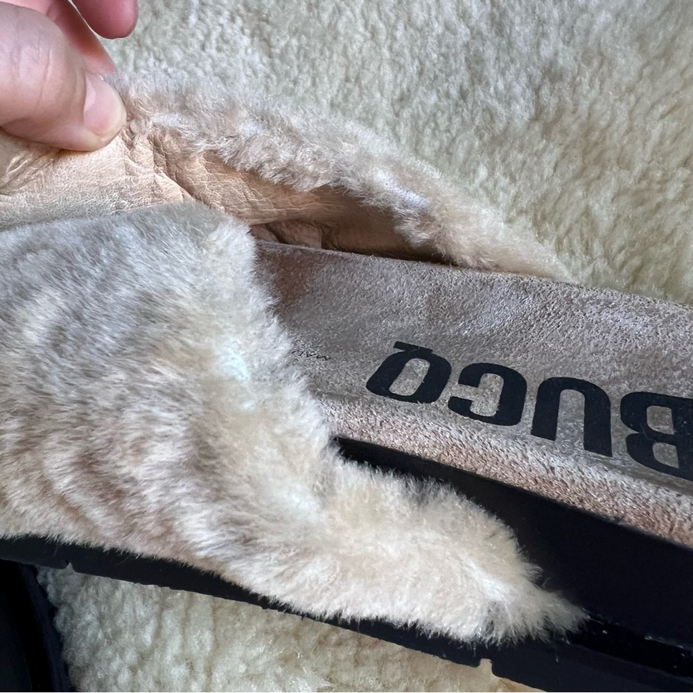 Labucq Mo Genuine Lamb Shearling Leather Slide Sandal Sz 39 US 9 Chunky Italy - Picture 10 of 16